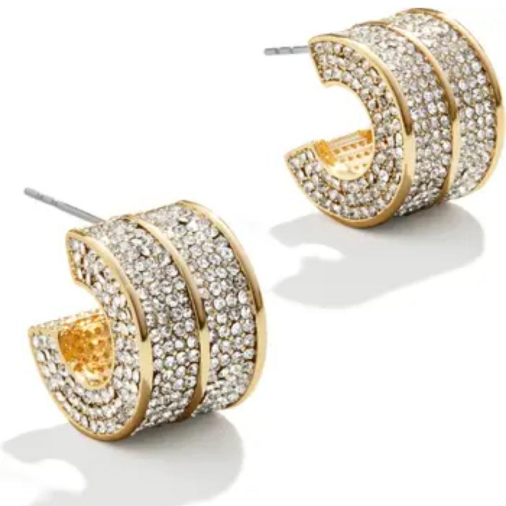 BaubleBar Pavé Round Hoop Earrings